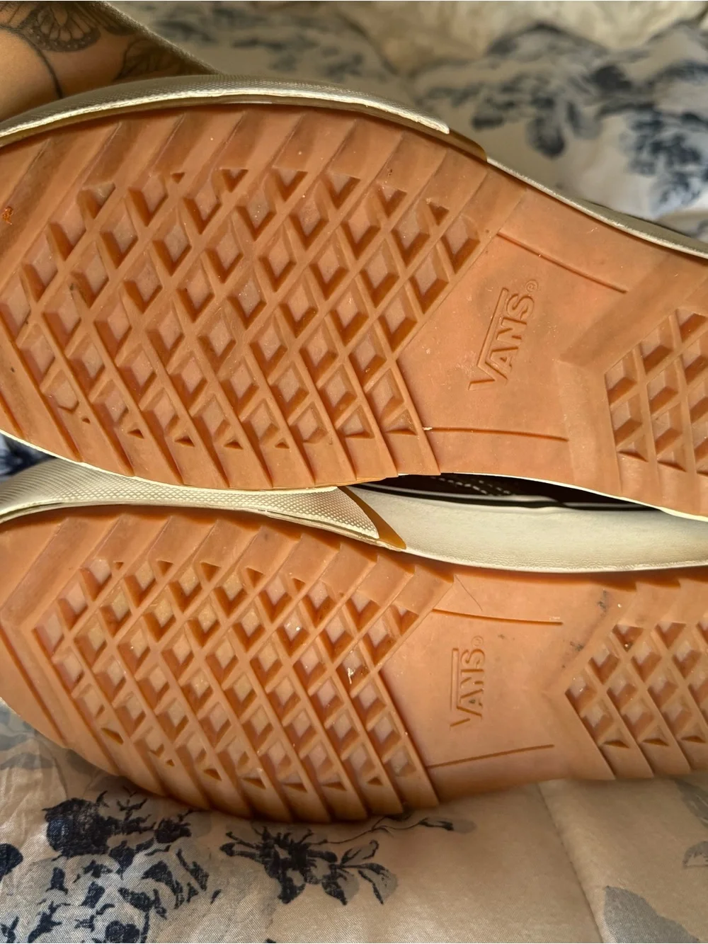 Vans Black and Tan Platform Slip-On Sneakers